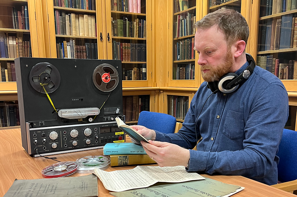 Picture of Greg and recording equipment